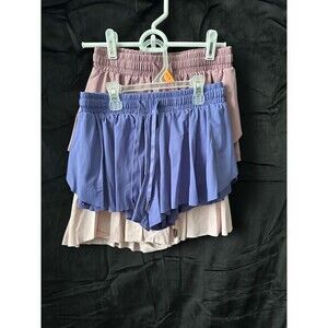 Liberty Pro Girls Set Of 3 Butterfly Flowy Shorts, Pink, Rose Periwinkle, Sz M